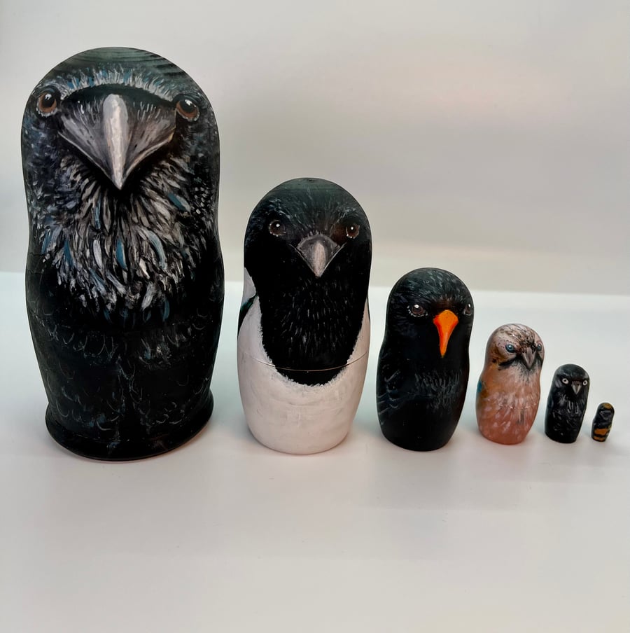 Corvids: A Cauldron of Crows, mini nesting dolls