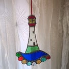 Lighthouse stained glass sun catcher hanging decoration