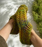 Woodland Merino Wool Blend Crochet Slipper Socks. - Image 4