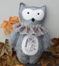 Owl, hand sewn Woodland owl,  hanging decoration, stuffed owl felt art doll 