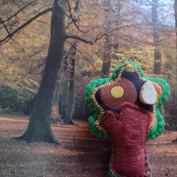 Felt and fabric Tree brooch