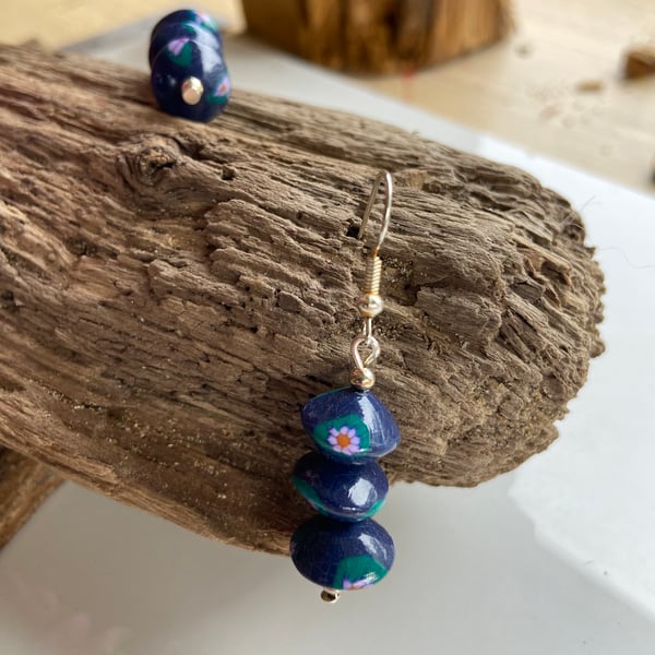 Hand crafted beads original drop earrings.
