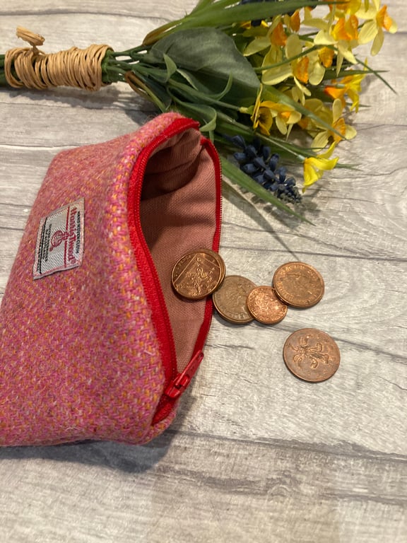 Harris Tweed Coin Purse Pink Tweed