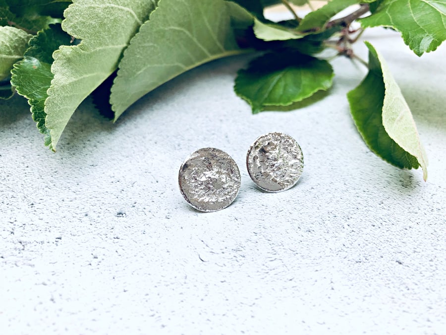 Reticulated Silver - large earrings - textured jewellery - sterling silver - UK