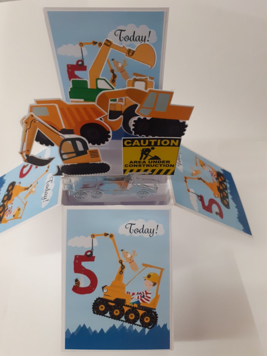 Boys 5th Birthday Card with Diggers