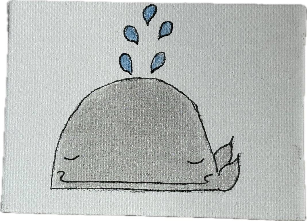 Hand Painted Whale on Miniature Canvas Magnet
