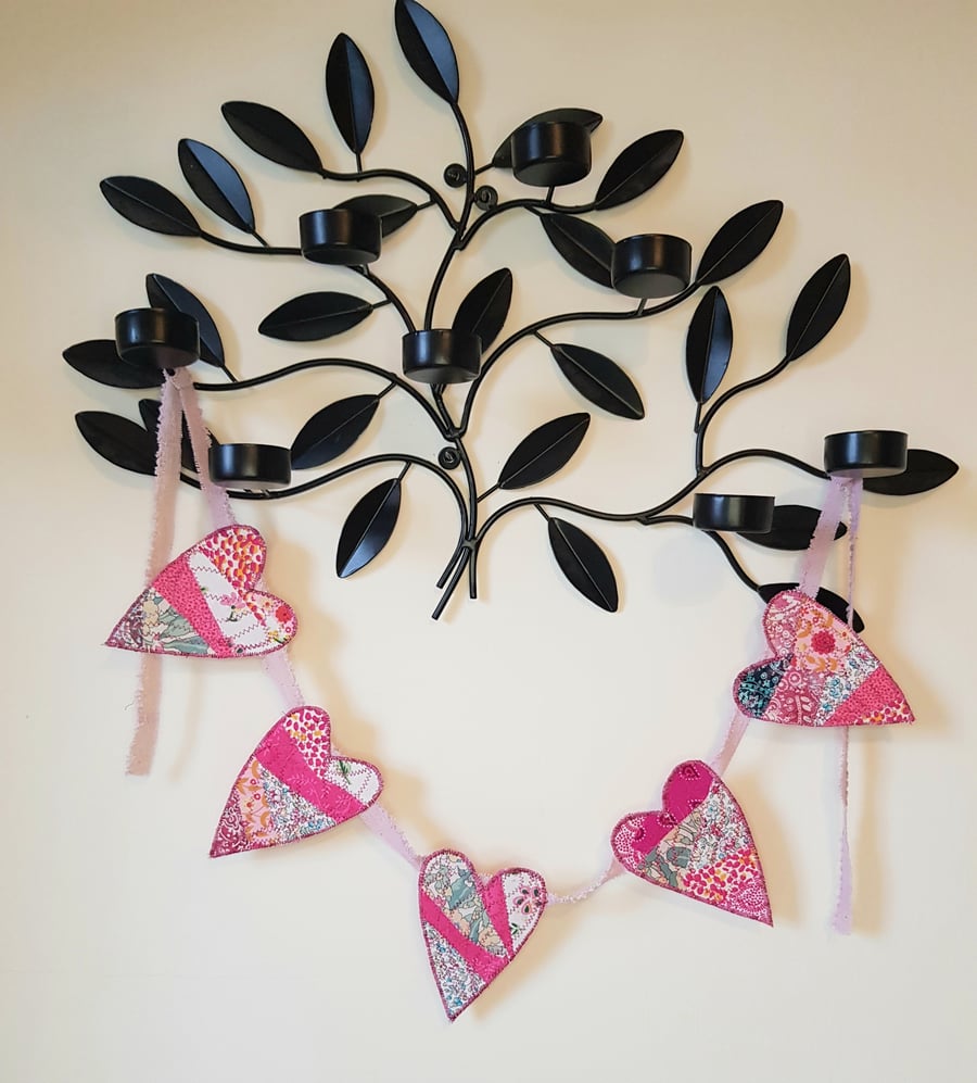 Textile heart garland in a bag