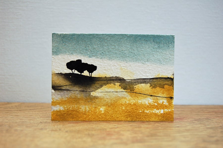 Landscape painting with trees - Original ACEO