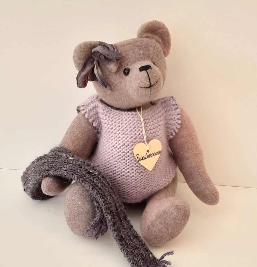 Dressed teddy bear,handmade adult collectable teddy bear,unique Bearlescent bear
