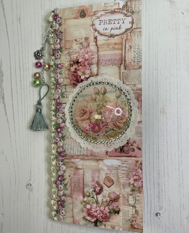 Journal - Skinny Pink Shabby Chic by Carolee Crafts PB10 - 0009