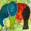 Stained Glass Large Elephant Suncatcher - Handmade Hanging Decoration - Multi