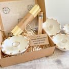 Handmade porcelain gold dot candle holder gift set 