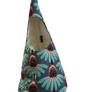 Quilted Handmade Peg Bag featuring echinacea - teal