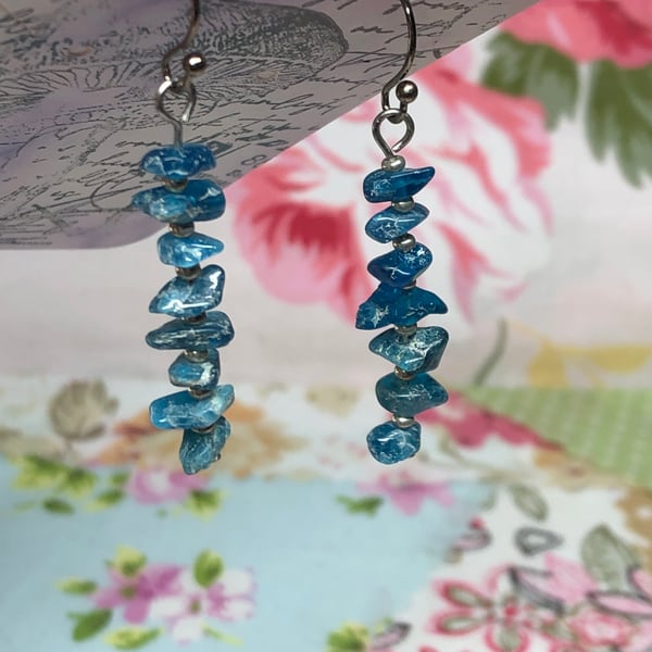 Blue Apatite chip earrings 