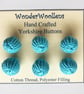 Yorkshire Buttons, Embellishments, Cotton Thread, Set of Six, Turquoise - Image 1