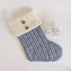 Christmas Stocking in Silver Grey and Cream