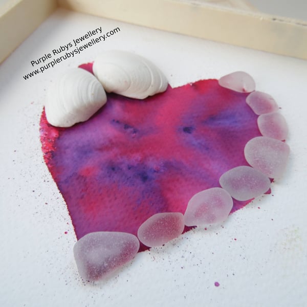 Heart of Cornwall Purple & Red Tie-Dye Sea Glass Picture P182