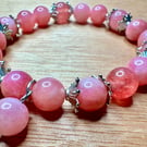 Strawberry Quartz Beaded Charm Bracelet Natural Gemstones High Quality 8mm Beads