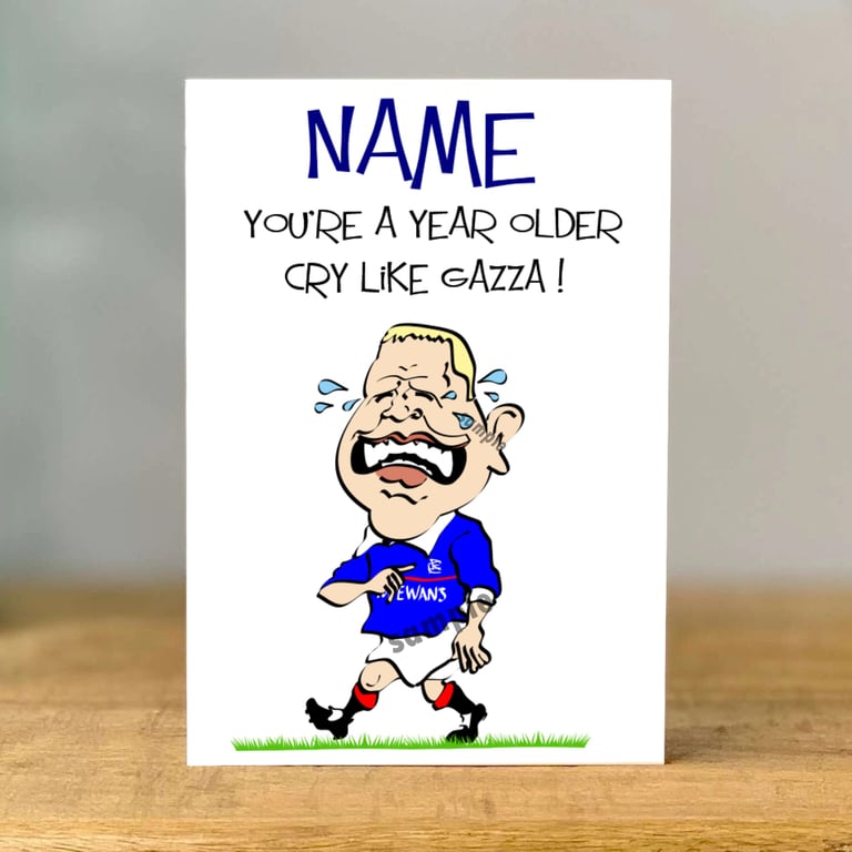 Gazza Football Birthday Card, Inspired Design, Coach, Legend, Newcastle, Brother