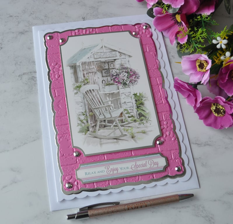 Potting Shed Birthday or Mother's Day Gardening Flowers 3D Luxury Handmade Card