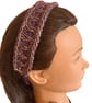 Purple Hair Band Headband Adjustable Tie to Fit Hair Accessory Knitted by Hand - Image 5