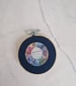 4 inch handmade beaded embroidery hoop with crystals - navy - Image 3