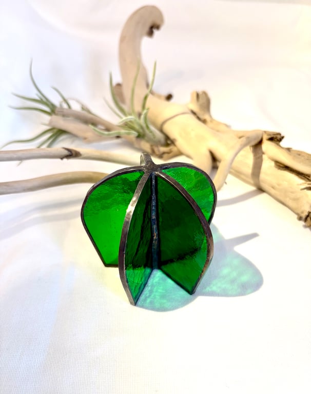 Bottle green stained glass cactus, Evergreen plant decoration