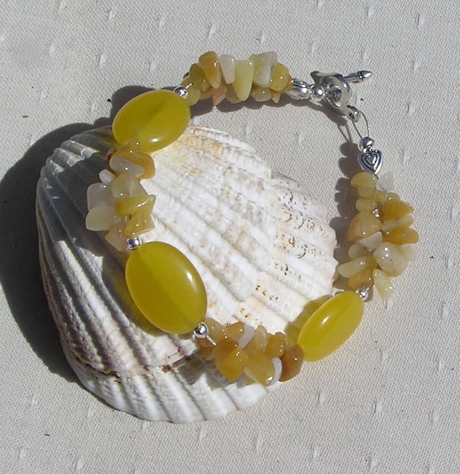 Yellow Jade Gemstone Crystal Bracelet "Yellow Harmony"