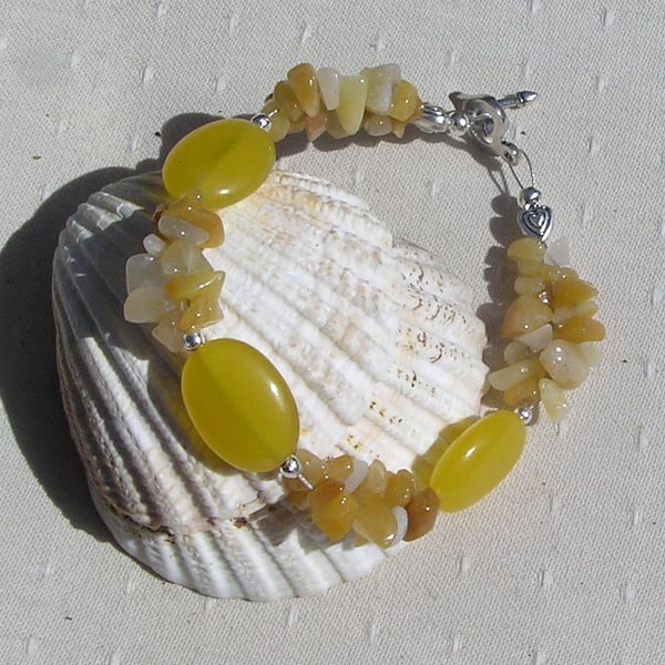 Yellow Jade Gemstone Crystal Bracelet "Yellow Harmony"