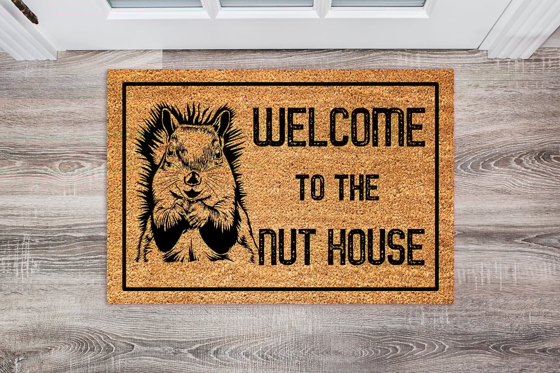 Welcome to the Nut House Door Mat - Squirrel Welcome Mat - 3 Sizes