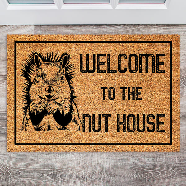 Welcome to the Nut House Door Mat - Squirrel Welcome Mat - 3 Sizes