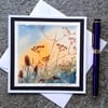 Teasles and Seedheads Handpainted Blank Card. Letterbox Gift. Keepsake