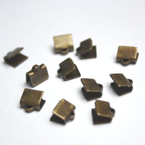 Metal cord end crimp - antique bronze - 10 pcs