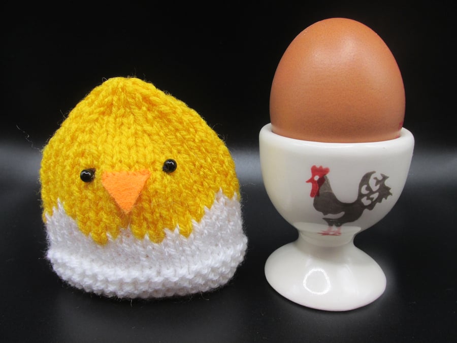 Hand Knitted Easter Chick Egg Cosy, Easter Tableware