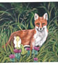 Fairy friends, original painting. Red Fox and fairy with scottish thistles.    - Image 1