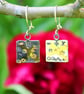 Keum boo earrings, silver and gold, drop earrings, square earrings, handmade - Image 4