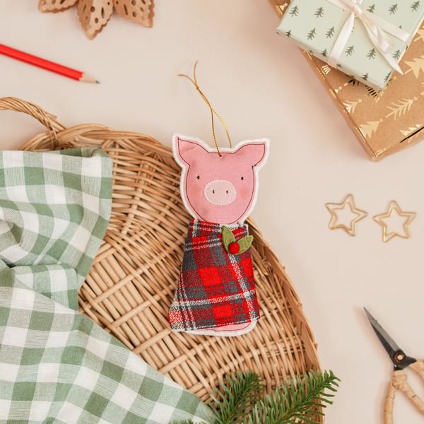 Embroidered Pig in Blanket Decoration