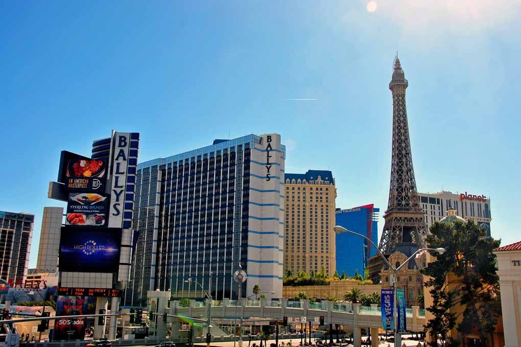 Eiffel Tower Paris And Ballys Hotel Las Vegas America Photograph Print