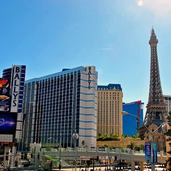Eiffel Tower Paris And Ballys Hotel Las Vegas America Photograph Print