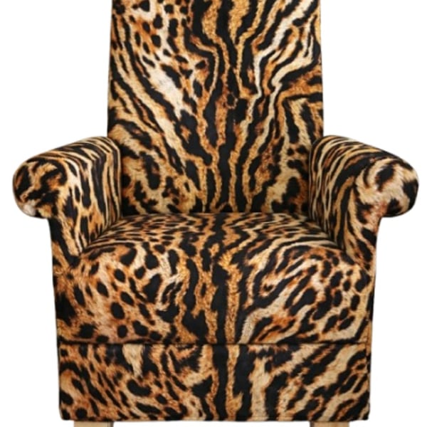 Faux Tiger Skin Fabric Adult Chair Armchair Animals Accent Statement Reading