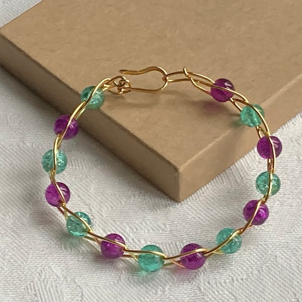 Purple & Green wire bracelet 