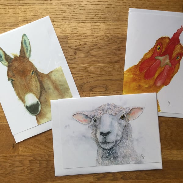 A5 blank cards, farm animal collection - Free UK postage