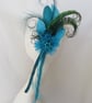 Teal & Turquoise Peacock Feather Statement Regency Headpiece