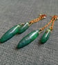 Shiny Green and Gold Dangle Studs