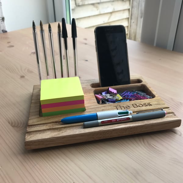 Oak Personalised Desk tidy medium