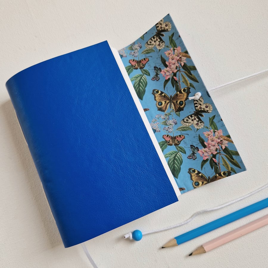 Butterfly Journal, Blue Leather, A6