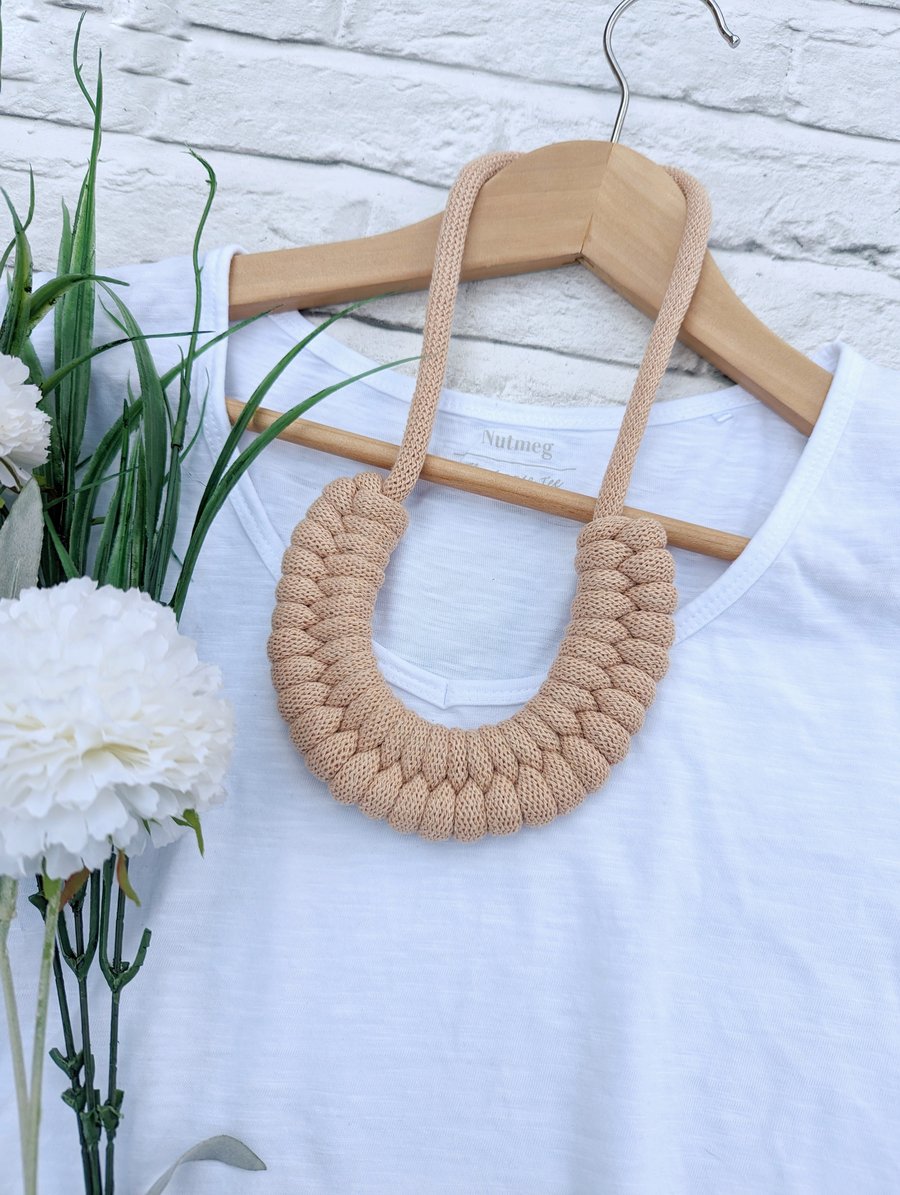 Biscuit Woven Necklace - Braided Rope
