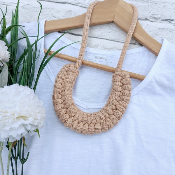Biscuit Woven Necklace - Braided Cord