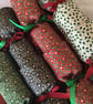 Reusable Christmas Party Crackers. Set of 4 in Holly fabric - Image 1