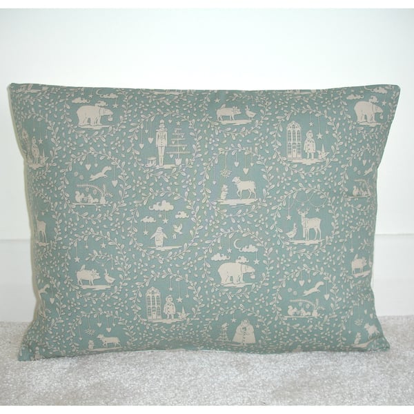 Christmas Cushion Cover Duck Egg 16" x 12" Scandi Santa Nutcracker Oblong 12x16